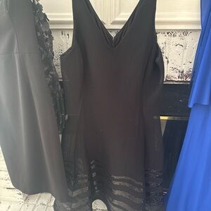 DKNY Black Backless Dress with Sheer Accents